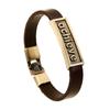 GTD040 lograr lograr letras inglesas popular retro europeo y americano joyería de piel de vaca al por mayor pulsera de cuero
