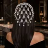 Diadema con colgante de perla con explosiones de AliExpress, estilo étnico, estilo europeo y americano, cadena de malla para el cabello para novia, cadena para el cabello para mujer.