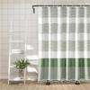 Cortina de ducha de baño gruesa, impermeable, con borlas simples y estampado explosivo de Amazon, a rayas
