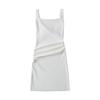 Vestido Quadrado Ken Dou Mesmo Estilo com Cintura Plissada no Quadril Feminino de Cintura Alta com Aparência Slim Sem Mangas Saia Tubinho Moda Saia de Tricô