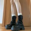 Design Único Botas Chelsea de Solado Grosso Botas de Cano Curto 2025 Novo Estilo Britânico Sapatos que Aumentam a Altura para Pessoas Baixinhas