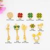 Acessórios de ouro antigo incrustado pedra trevo de quatro folhas Pérola borboleta frisada pingente diy pulseira colar acessórios atacado