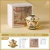 Taza de té de cerámica hecha en fábrica, Taza de maestro, Tetera pequeña, Bol con tapa de tres piezas para el hogar, Taza de té de oficina, Juego de té