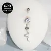 Piercing para ombligo de serpiente pequeña ojo negro F136 titanio colgante anillo de ombligo cobre microincrustado acero inoxidable adorno de ombligo joyería para piercing al por mayor Europeo y Americano