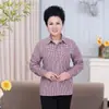 Camisa de cuadros de poliéster y algodón suelta de manga larga ajustada para mujer de mediana edad al por mayor Mujeres de mediana edad 40-50