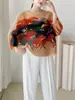 Venta directa de fábrica, nuevo top para mujer, cuello redondo, mangas murciélago estampadas, corte holgado, talla grande, adelgazante y favorecedor, es una camiseta Miyake