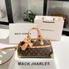 Dropshipping Bolsa de Bowling Estampada Vintage 2025 Novo Modelo de Alta Qualidade Color-Blocking Bolsa Almofada Boston Atacado