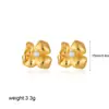 Brincos Florais Assimétricos de Ouro 18K Transfronteiriços Europeus e Americanos Pérola Camélia Escovada Brincos Simples Versáteis Amazon