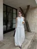 Saia Longa de Designer Wanwei para Mulheres 2026 Primavera Novo Estilo Fenda nas Costas Cintura Elástica Saia Floral Meia-Saia P5325-1