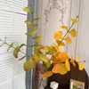 Flores artificiales de hoja de ginkgo ramo estilo nórdico planta verde arreglo decoración para sala de estar decoración de plantas para el hogar flores falsas