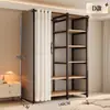 Guarda-roupa aberto com estrutura metálica, armário de armazenamento para quarto, uso doméstico, fácil de montar, adequado para apartamentos de aluguel