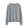Otoño/Invierno Nuevo Estilo Hueco Esponjoso Cuello Redondo 100% Lana Capa Base Superior Suéter de Manga Larga de Color Sólido para Mujer Ropa Exterior Pulóver Superior
