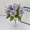 Novo Produto Transfronteiriço Casamento Casa Flor Artificial Rosa Sala de Estar e Restaurante Arranjo de Flores Ornamentos Flor Rosa Enrolada de 7 Cabeças Feita à Mão