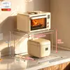 Estante de cocina multipropósito para microondas y olla arrocera, nuevo estante de doble capa, engrosado y reforzado, tipo extraíble