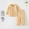 100g Otoño Cálido Engrosado Jengibre Grado A Algodón Puro Acolchado Térmico Ropa Interior Infantil Conjunto de Ropa Térmica de Algodón Mágico Conjunto de Ropa Separada para Bebé