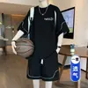 Conjunto casual de manga corta para hombre talla grande para adolescentes, nuevo estilo de verano, conjunto holgado y versátil de camiseta deportiva y shorts