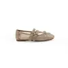Zapatos de Ballet para Mujer de Piel de Oveja~Correa Brillante Hueca de Doble Hebilla, Zapatos Mary Jane de Malla Transpirable con Lazo, Zapatos Bajos de Una Sola Correa