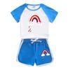 Meninos e meninas terno de verão novo algodão infantil camiseta de manga curta shorts arco-íris casual pijamas finos conjunto de duas peças
