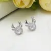 Estilo K de Brincos Pequenos e Simples de Galho de Veado, Femininos Cheios de Diamantes, Brincos Personalizados Populares Estilo Floresta de Alces, Joias de Alta Qualidade na Moda