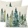 Funda de Almohada Navideña Nueva Coche Pino Copo de Nieve Bola de Navidad Estampado de Lino Decoración de Habitación Cojín de Sofá