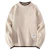 Suéter de gola redonda masculino outono e inverno estilo preguiçoso feito à mão camisa de base de malha adolescentes moda falso suéter interno de duas peças
