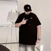 Camiseta Masculina de Verão Nova da Marca da Moda Plus Size com Bordado Waffle, Caimento Solto, Oversized, Manga Curta