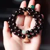 Pulseira Original de Jacarandá Africano com Pulseira de Lótus em Madeira de Pêssego, Contas Artísticas de Rosário em Madeira como Presente para Sua Namorada