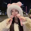 Gorro y bufanda integrados engrosados para otoño e invierno, lindo calentador de cuello y gorro de felpa para mujer, gorro cálido y protector de orejas para ciclismo