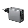 Carregador de Nitreto de Gálio 65W Padrão Europeu Três Portas Adaptador de Carregamento Rápido PD AC110-240V Tensão Ampla para Celulares e Notebooks