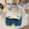 Polo de Manga Corta para Niño Nuevo Verano 2025 Ropa de Dibujos Animados de Moda Bebé Manga Corta Ropa Infantil Lel Bloque de Color Lote