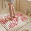 Tapete de ducha de verano color crema, antideslizante, diseño de tira larga, con áreas huecas para drenaje, apto para niños, previene caídas durante la ducha