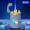 Encendedor Inflable Nuevo y Elegante con Diseño Metálico Cepillado, Luces de Colores, Ventana Transparente, Llama Azul Directa, A Prueba de Viento, Fabricante