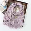 Primavera y Verano Nuevo Bufanda Larga de Color Sólido Rayón Seda Dorada Seda Plateada Bufanda de Seda Brillante Chal Turbante Largo Monocromático para Mujer Venta al por Mayor