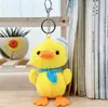Lindo Bufanda Azul Marino Pato Peluche Colgante Llavero Decoración para Bolso de Pareja Muñeca Juguete Pequeño Juguete de Peluche