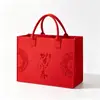 Nueva Bolsa de Fieltro Doble Felicidad Roja Bolsa de Boda Regalo para Dama de Honor Bolsa Tote de Fieltro para Boda Bolsa de Regalo Celebración de Boda Festiva