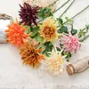 Flores dália artificiais para atacado, plantas verdes, decorações de casamento e itens de artesanato em estilo INS, fabricados para vendas transfronteiriças