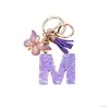 Chaveiro de Acrílico com Lantejoulas de 26 Letras com Pingente de Borboleta com Strass de Luxo Leve, Presente Personalizado para Melhores Amigos e Casais