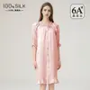 Novo Estilo de Verão Camisola de Seda Francesa para Mulheres, Tamanho Grande 100% Seda de Amora Uma Alça Manga Bufante Vestido Princesa