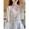 Cardigã de Proteção Solar, Estilo Fino para Mulheres, Combinado com um Vestido Slip, Xale de Verão, Pequena Capa Estilo Francês, Jaqueta de Seda Gelo