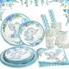 Amazon Elefantito Fiesta Temática Vajilla para Mesa Bebé Bautizo Baño Decoración de Ambiente Vasos de Papel Desechables Plato