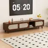 Mueble de TV de Mimbre Estilo de Segunda Mano Gabinete de Almacenamiento para Sala de Estar Mueble de TV Retro Gabinete de Almacenamiento Combinación de Gabinete de Mesa de Café para el Hogar