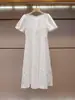 Ropa de Mujer de Gama Alta de Shenzhen Nanyou Verano Nuevo Elegante Temperamento Francés Vestido Largo Ceñido a la Cintura Manga Abullonada Vestido de Encaje