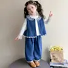 Conjunto de Chaleco de Mezclilla para Niñas, Moda Coreana Casual de Primavera y Otoño 2025, Ropa Exterior de Otoño para Bebé