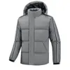Chaqueta de algodón de invierno con capucha para hombre, gruesa, holgada, cálida, casual, abrigo de pareja moderno con nuevas tres rayas