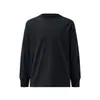 Camiseta de manga larga para mujer de algodón 100% de 230 g para primavera y otoño, corte holgado, cuello redondo pequeño, top cortavientos, suave y cómoda, capa base básica versátil