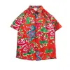 Camisa Floral Estilo Tailandês Praia de Bangkok, Manga Curta, Roupa Unissex para Casal, Camisa Solta Retro Cool de Secagem Rápida para o Festival Songkran