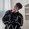 Suéter a cuadros de otoño e invierno 2023 para hombre, suéter holgado de moda coreana para amantes del otoño e invierno.