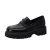 Plataforma do homem pequeno loafers de couro de sola cheia 2022 primavera nova grossa de salto médio quadrado dedo do pé sapatos de couro de couro de vaca de camada única para as mulheres