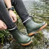 Botas de Lluvia Impermeables para Exteriores de Caña Corta para Hombre, Antideslizantes, de Moda, con Cordón, Botas de Lluvia para Estudiantes, Suaves, Resistentes al Desgaste, Waders para Acampar y Pescar