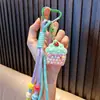 Llavero de Fresa que Gotea Aceite en Botella de Arena Movediza de Aceite Llavero de Taza de Helado Colgante para Bolso Colgante Pequeño Regalo Venta al por Mayor